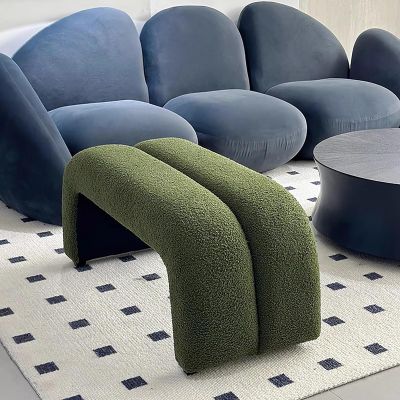 FUNEWBO End of Bed Bench, Modern Fabric Upholstered Entryway Bench, Footrest Stool Accent Bench with Solid Wood Frame for Bedroom Living Room(55.1 * 13.8 * 17.7in, Green)