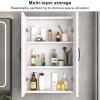 Bathroom Wall Cabinet Storage Solid Wood Panel Adjustable Shelf Height Bathroom Cabinet Wall Mount Wooden, Multi Layer Storage Dusts Proof and Tidy, Drill Hole Installation(White,60 * 75cm) view 2