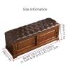 Entryway Wooden Shoe Storage Ottoman Bench with Leather Cushion Long Shoe Rack Bench with Doors & Padded Seat Cushion for Living RoomHallwayMudroom(Light walnut,120*38*45cm/47.2*15*17.7in) view 2
