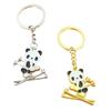 2Pcs Creative Panda Keychain Lightweight Schoolbag Hanging Ornament for Backpack Decoration in Gold and Silver view 1