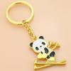 2Pcs Creative Panda Keychain Lightweight Schoolbag Hanging Ornament for Backpack Decoration in Gold and Silver view 3