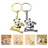 2Pcs Creative Panda Keychain Lightweight Schoolbag Hanging Ornament for Backpack Decoration in Gold and Silver view 4