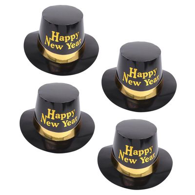 Garneck 4pcs Black and Gold Party Tops Hats for Year Celebration Lightweight and Reusable Holiday Headwear Comfortable Fit for Adults and Creative Festive Accessories