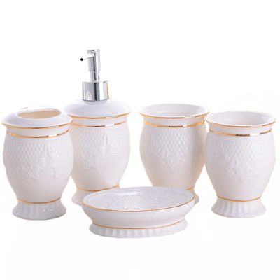 Bathroom Accessory Set Bathroom Soap Dispenser Set 5Pcs Modern Decor Sets Accessories Toothbrush Holder 5 pcs Antique Decor