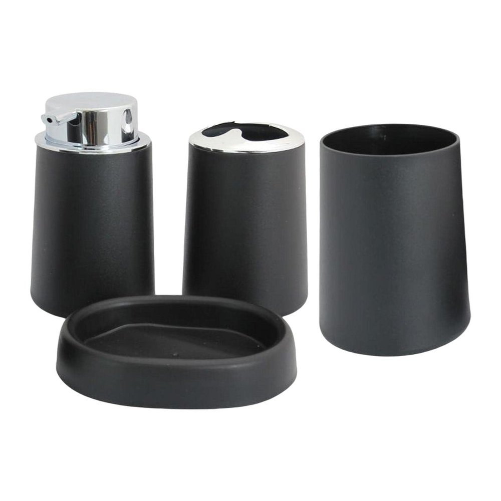 Bathroom Accesories Set Bath Set Bathroom Toothbrush Cup Soap Dispenser Accessories House Decor Aesthetic(Black)