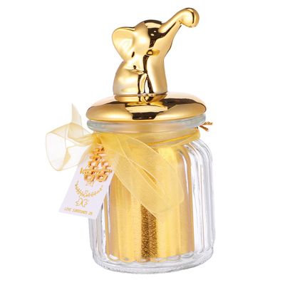 MUELODSIC Golden Plated Animal Ceramic Candy Jar Wedding Candy Storage Box Glass Decorative Favor Container for Home Party Dessert Display
