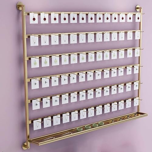 Jewelry Organizer Wall Mounted, Earring Holder with Hooks, Metal Display Rack for Necklaces, Keyring Shelf Storage Stand for Retail Use