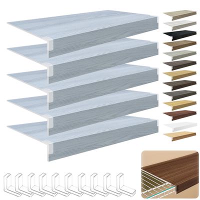 5 Pack Wire Shelf Covers, Wire Rack Covers for Pantry Durable PVC Shelf Shelving 0.31in Thick, Moisture-Resistant Shelves Cover for Store Pantry Kitchen Removable Closet, #035, 21x12x3 in
