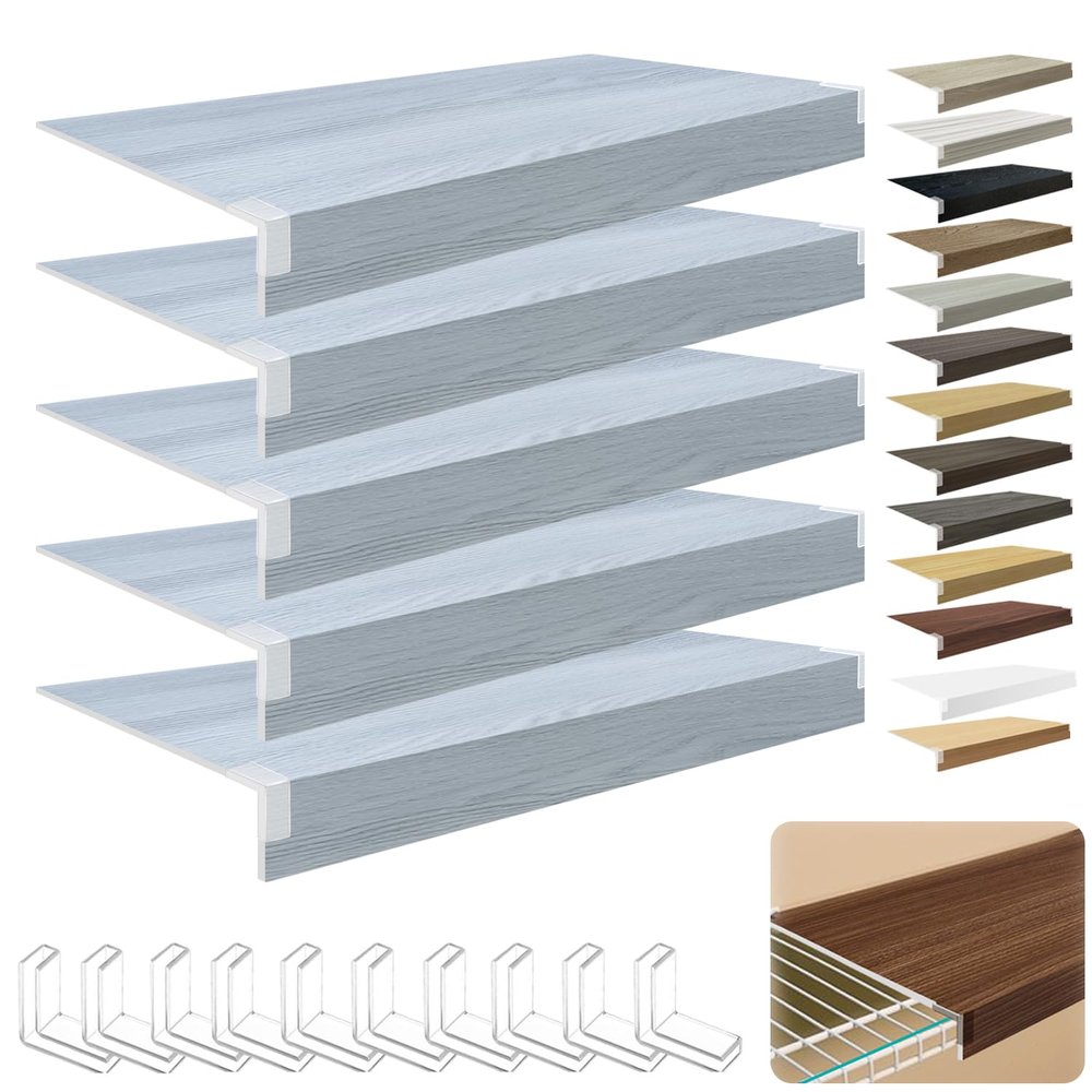 5 Pack Wire Shelf Covers, Wire Rack Covers for Pantry Durable PVC Shelf Shelving 0.31in Thick, Moisture-Resistant Shelves Cover for Store Pantry Kitchen Removable Closet, #035, 21x12x3 in