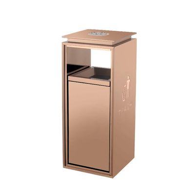 BGGJJ Outdoor Trash Cans Commercial Stainless Steel Elevator Entrance with Ashtray Trash Can Vertical Outdoor Peel Bin Outdoor Garbage Can with Lid(No Ashtray on top:29X29X72cm)