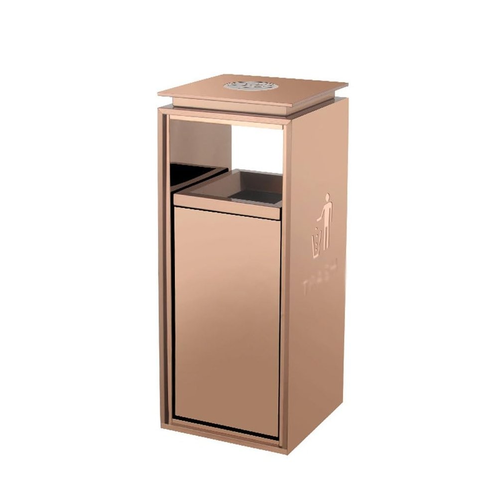 BGGJJ Outdoor Trash Cans Commercial Stainless Steel Elevator Entrance with Ashtray Trash Can Vertical Outdoor Peel Bin Outdoor Garbage Can with Lid(No Ashtray on top:29X29X72cm)