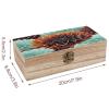 VstaDank Dahlia Flower Wooden Storage Box Decorative Jewelry Case with Lids Exquisite Wood Box, Photos, Trinket Memorial Boxes Large Wood Gift Box for Men Women view 2