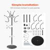 Freestanding Coat Rack with 14 Hooks and Marble Base, Carbon Steel Hall Tree with Umbrella Holder, Space-Saving Entryway Clothes Stand, Stable Anti-Tip Design, Modern Home Organizer in Black view 4