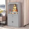 EQWZUPD Altar Table Wooden with Storage, Width 15.7-39.4'', Door Storage, Pull-Out, Buddhist Shrine Altar Cabinet with Doors, for Spiritual Worship & Puja Rituals view 1