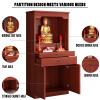 EQWZUPD Altar Table Wooden with Storage, Width 15.7-39.4'', Door Storage, Pull-Out, Buddhist Shrine Altar Cabinet with Doors, for Spiritual Worship & Puja Rituals view 3
