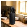 8. Inch Kitchen Knife Holder StandCompatible For Chef Ceramic Inserted Plastic Bucket Storage Tools(Black B) view 3