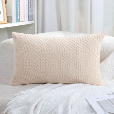 2pcs Stretch Square/Rectangular Decorative Pillowcase with Zipper, Multiple Sizes Sofa Backrest Cushion Cover, Solid Color Throw Pillow Cover for Bed Couch Car(PILLOWCASE ONLY) (Beige,30*70cm)
