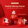 2026 Chinese New Year Zodiac Horse Figurine  Resin Horse in Red Fortune Bag, Symbol of Wealth & Success, Feng Shui Desk Ornament for Home Office, Spring Festival Decoration Gift (Style B) view 2