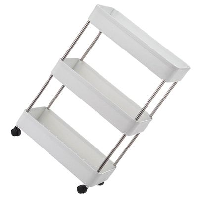 COHEALI Kitchen Storage Shelf Rolling Organizer Multi-Purpose Storage Rack 3 Wide Tiers and Smooth Wheels for Bathroom and Kitchen Floor Use