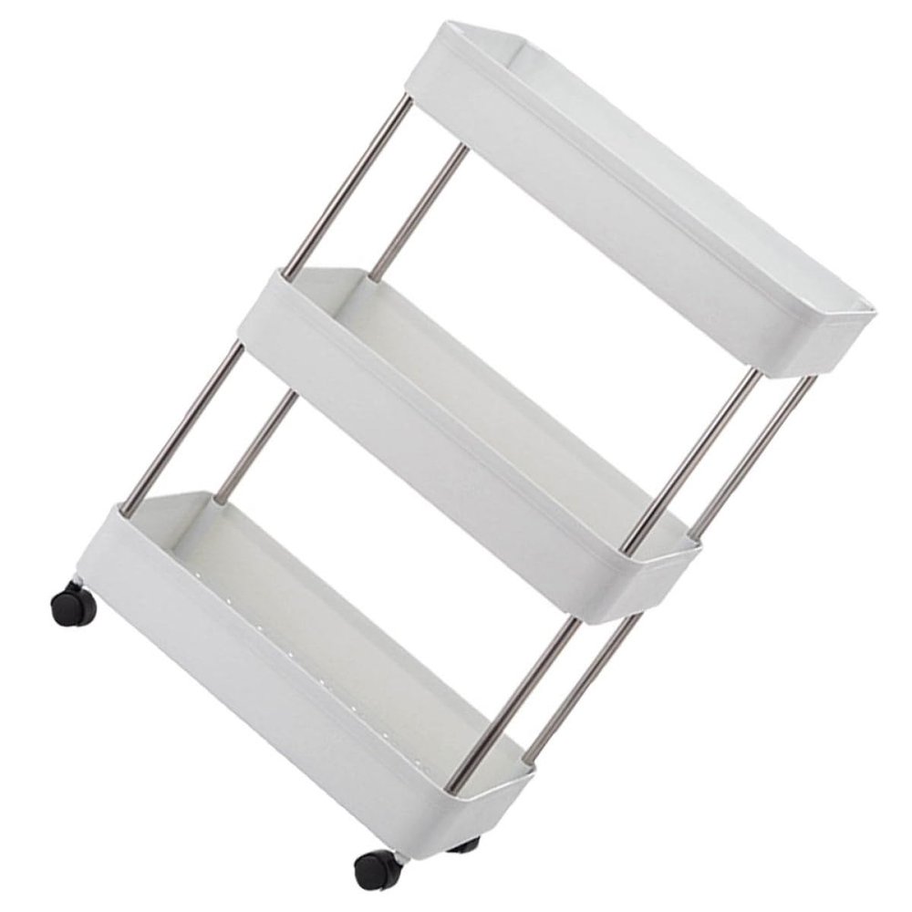 COHEALI Kitchen Storage Shelf Rolling Organizer Multi-Purpose Storage Rack 3 Wide Tiers and Smooth Wheels for Bathroom and Kitchen Floor Use