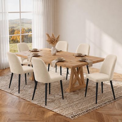 ILEGRIN Upholstered Dining Chairs Set of 6, Modern Dining Room Chairs with Back Chenille Fabric Kitchen Side Chair for Living Room, Restaurant, Cafe, Comedor (Chenelle, Beige, Set of 6)