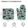 Border Collie Florals Oven Mitts and Pot Holders Set Cotton Lined Kitchen Gloves Pot Holders High Heat Resistant Baking Mitts Hanging Loop for Kitchen Outdoor Grilling view 2