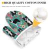 Border Collie Florals Oven Mitts and Pot Holders Set Cotton Lined Kitchen Gloves Pot Holders High Heat Resistant Baking Mitts Hanging Loop for Kitchen Outdoor Grilling view 4