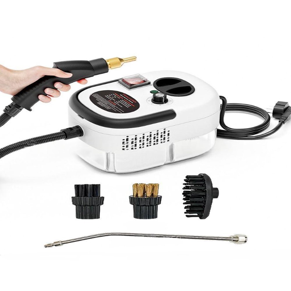 Handheld Steam Cleaner 1200ML Household Compact Kitchen Steam Cleaning Machine 6-Speed Adjustment Multi-Function Nozzle for Cleaning Floor, Upholstery, Grout and Car (White)