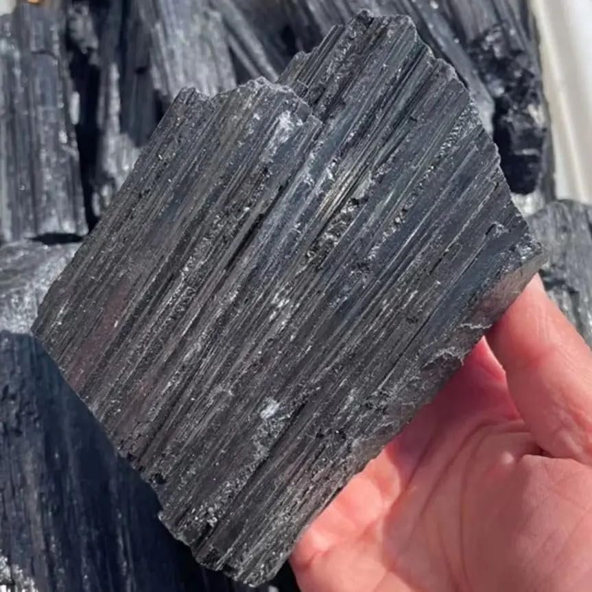 ROUPWKWO 1pc 400-500g Big Size high Black Tourmaline Stone raw for Home Decor