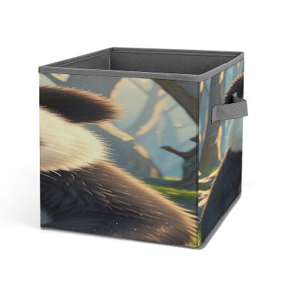 BTCOWZRV Anime PandaCollapsible Storage Bin Stackable Fabric Storage BoxCube Organizer with Handles Stackable Closet Organizer Bins for Home Closet Office Clothes Toys