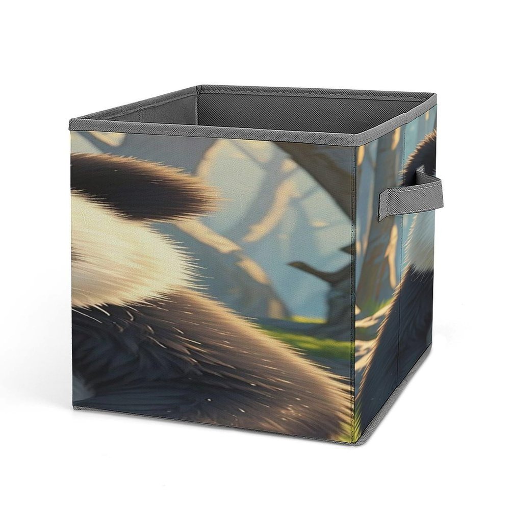 BTCOWZRV Anime PandaCollapsible Storage Bin Stackable Fabric Storage BoxCube Organizer with Handles Stackable Closet Organizer Bins for Home Closet Office Clothes Toys