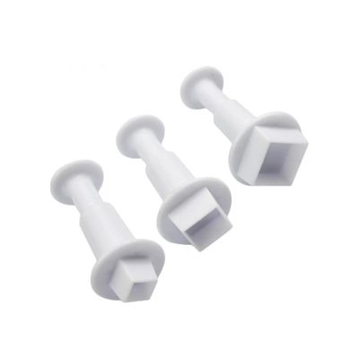 3 Pcs Square Shaped Cookie Plunger Cutter Cupcake Toppers Mold Cake Decorating Tool for Fondant Gum Pastry White...
