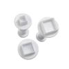 3 Pcs Square Shaped Cookie Plunger Cutter Cupcake Toppers Mold Cake Decorating Tool for Fondant Gum Pastry White... view 4