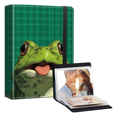 Photo Album 5x7-120 Photos Capacity,PU Leather Cover with Elastic Band,High Definition Waterproof PP Pages for Family Wedding Anniversary Baby Record,Cute Green Frog