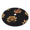 Gold Rose 30/36/48 Inches Printed Thick Chirstmas Tree Skirt Collar Reversible Holiday Floor Xmas Tree Mat Protector Mirror Nice Design view 2