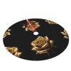 Gold Rose 30/36/48 Inches Printed Thick Chirstmas Tree Skirt Collar Reversible Holiday Floor Xmas Tree Mat Protector Mirror Nice Design view 3