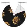 Gold Rose 30/36/48 Inches Printed Thick Chirstmas Tree Skirt Collar Reversible Holiday Floor Xmas Tree Mat Protector Mirror Nice Design view 4
