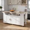 ROMSHINE 63" Kitchen Island Cart with Folding Drop Leaf & Trash Can Storage, Rolling Island Table with Adjustable Shelf, Towel Racks & Spice Storage, Kitchen Island Cart on Wheels view 1