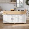 ROMSHINE 63" Kitchen Island Cart with Folding Drop Leaf & Trash Can Storage, Rolling Island Table with Adjustable Shelf, Towel Racks & Spice Storage, Kitchen Island Cart on Wheels view 2