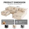 100" Boneless Couch with Right Chaise & Footstool 3 Seater Modular Sectional Sofa U Shaped Fluffy Comfy Corner Sofa Corduroy Cloud Couchs for Living Room Bedroom Apartment, No Assembly, Beige view 2