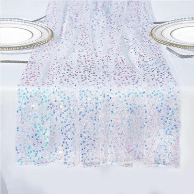 1 Pack Sequin Table Runner,Party Decor for Birthday Wedding Dining Events Glittery Table Cover Accessorie(White)