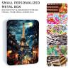 DISUOFEART Large Metal Tin Box with Lid, Sturdy Decorative Metal Storage Container, Moonlit Eiffel Tower Streetscape Durable Printed Tin Case for Gifts, Crafts, Small Items, Home & Office Organization view 2