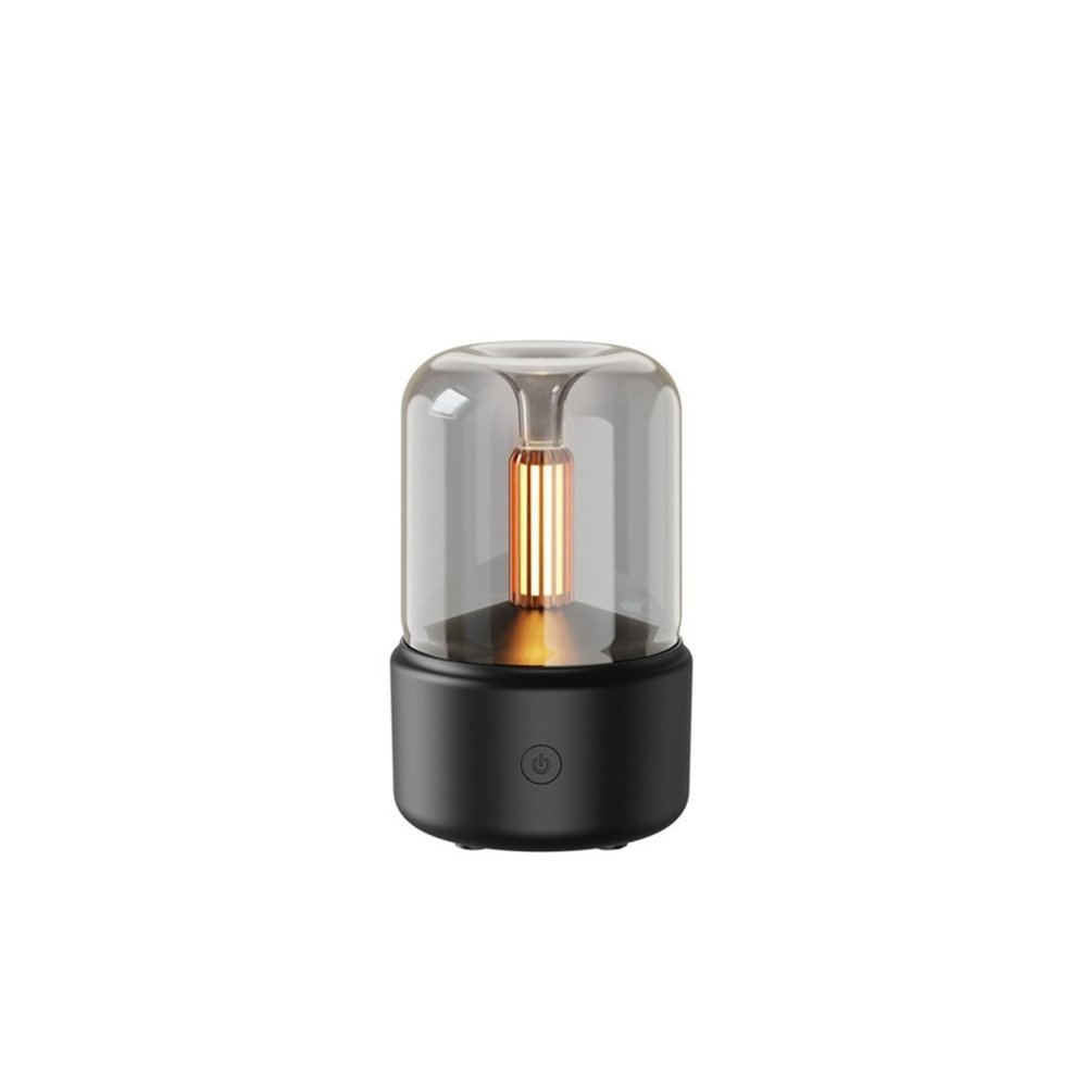 120ml Humidifier with Candlelight Design, USB Portable Humidifier for Bedroom, Sleep Aid, Home Decor and Dry Air Relief(Black)