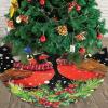 30In Christmas Tree Skirt Decoration Cardinal Birds Santa Hats Scarves Lantern Black Black Tree Skirt Holiday Party Decoration (30 Inch/76Cm) view 2