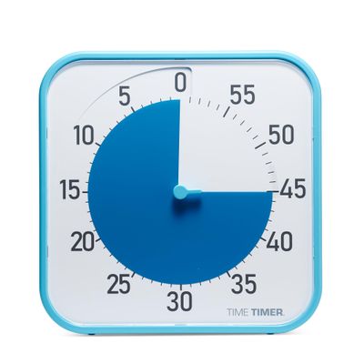 Time Timer Original 12" Visual Countdown Timer Large 60-Minute Silent Classroom Visual Timer for SEL, Emotional Regulation, Focus, Calm Transitions, ADHD, Autism (Blue & White)
