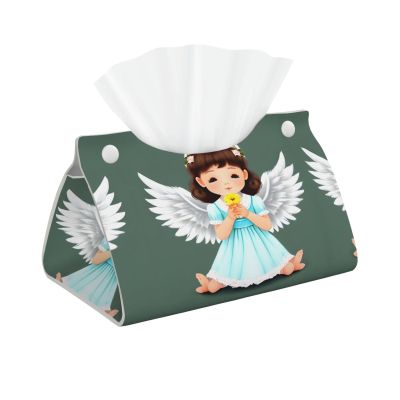 WZYWHJ Cute Little Angel Pattern Paper Towels Rectangular Tissue Box Holder with Bottom Strap Modern Decorative Storage Bag