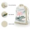 HETVBNS Cotton Linen Drawstring Bags (8-Pack) - 4.9x6.7 Inches Small Pouches Lotus Storage Bag for Cosmetics, Reusable Gift Bags for Jewelry, Travel, Wedding view 3