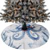 Christmas Tree Skirt,Blue Octopus Ocean Starfish Xmas Tree Skirts Ornaments for New Year Holiday Party Decor,Sea Monster Ocean Seaweed Christmas Tree Mat view 1