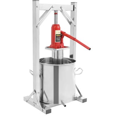 12L Hydraulic Fruit Wine Press - 304 Stainless Steel Wine Press Machine with Hydraulic Jack & Sanitary Tray for Home Brewing, Juice & Cider Making, Durable & Efficient