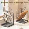 Lethargic Kitchen Pot Lid Storage Rack, Upright Lid Storage Rack with Drip Tray for Cooking, Multifunctional Lid and Utensil Rest, Countertop Organizer for Pots, Pans & Spoons (Gray, Double-layer) view 2